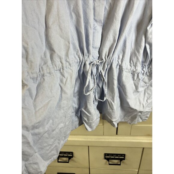 DKNY Side Stitch Denim Twill Drawcord Shacket Shirt Island Wash Plus Size 3X - Picture 3 of 7